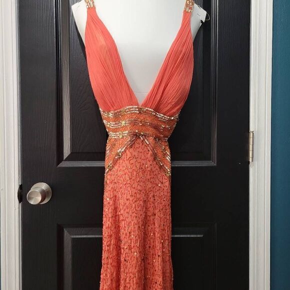 Adrianna Papell Collection size 10 beaded sequence prom dress fancy event - Picture 1 of 12